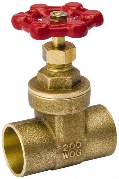 Value Collection - 3/4" Pipe, Class 150, C x C Brass Wedge Compact Gate Valve - 200 WOG, 200 WSP, Screw Over Bonnet, For Use with Water, Oil & Gas - Benchmark Tooling