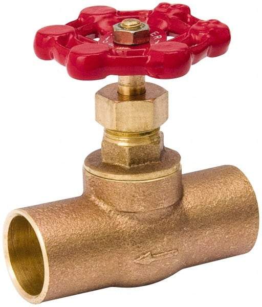 Value Collection - 3/4" Pipe, 125 psi WOG Rating, Brass, Stop Valve - Lobe Type Handle, C x C End Connections, Use with Water, Oil, Air - Benchmark Tooling