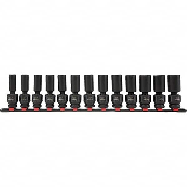 Blackhawk by Proto - 13 Piece 1/2" Drive Deep Well Impact Socket Set - 6 Points, 12mm to 24mm Range, Metric Measurement Standard - Benchmark Tooling