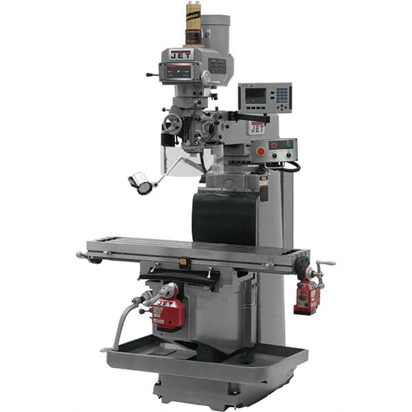Jet - 54" Table Width x 12" Table Length, Variable Speed Pulley Control, 3 Phase Knee Milling Machine - R8 Spindle Taper, 5 hp - Benchmark Tooling