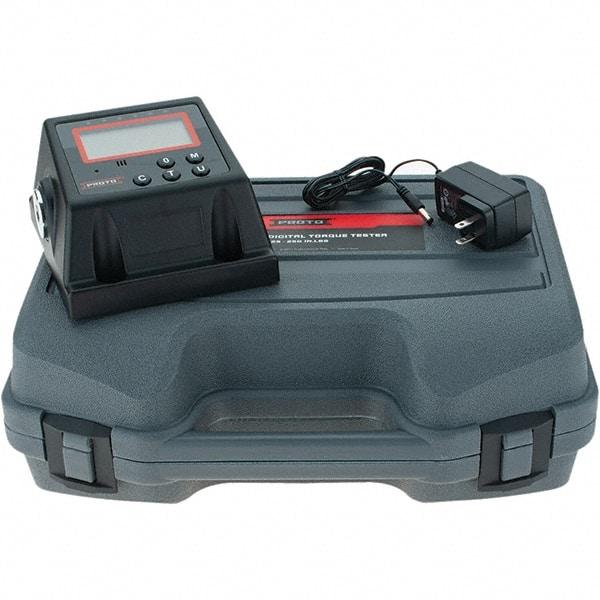 Proto - 25 to 250 In/Lb, Electronic Torque Tester - Accurate to ± 1% CW and ± 3% CCW Digit Accuracy, 5-5/8" OAL, 3/8" Drive - Benchmark Tooling
