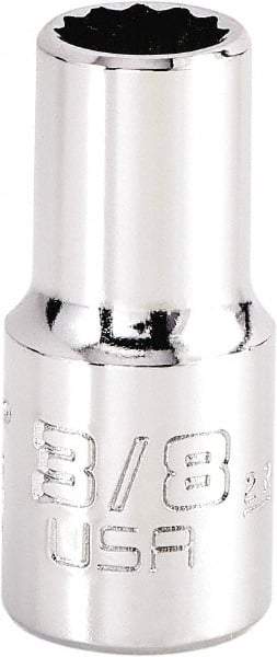 Proto - 3/8", 3/8" Drive, Intermediate Hand Socket - 12 Points, 1-15/64" OAL, Steel, Full Polish Finish - Benchmark Tooling