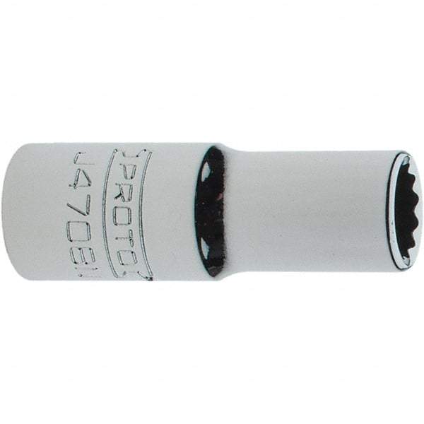 Proto - 1/4", 3/8" Drive, Intermediate Hand Socket - 12 Points, 1-15/64" OAL, Steel, Full Polish Finish - Benchmark Tooling