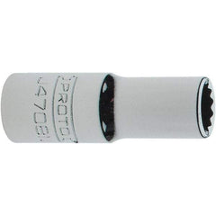 Proto - 1/4", 3/8" Drive, Intermediate Hand Socket - 12 Points, 1-15/64" OAL, Steel, Full Polish Finish - Benchmark Tooling