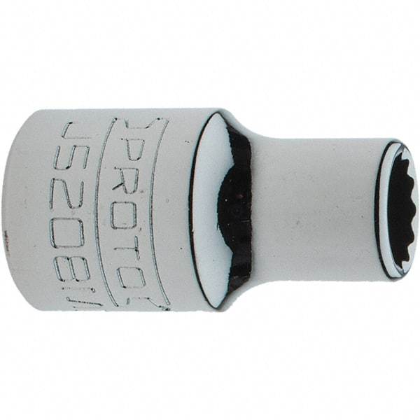 Proto - 3/8" Drive, Intermediate Hand Socket - 12 Points, 1-17/64" OAL, Steel, Full Polish Finish - Benchmark Tooling
