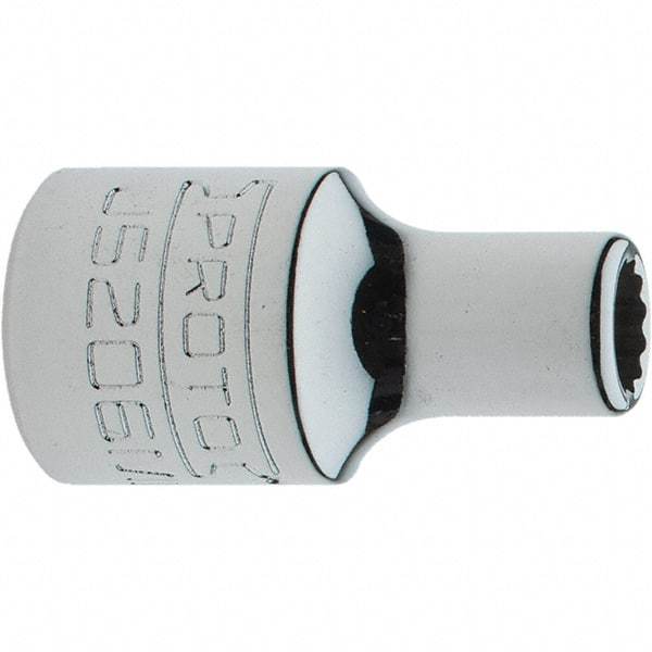 Proto - 3/8" Drive, Intermediate Hand Socket - 12 Points, 1-17/64" OAL, Steel, Full Polish Finish - Benchmark Tooling