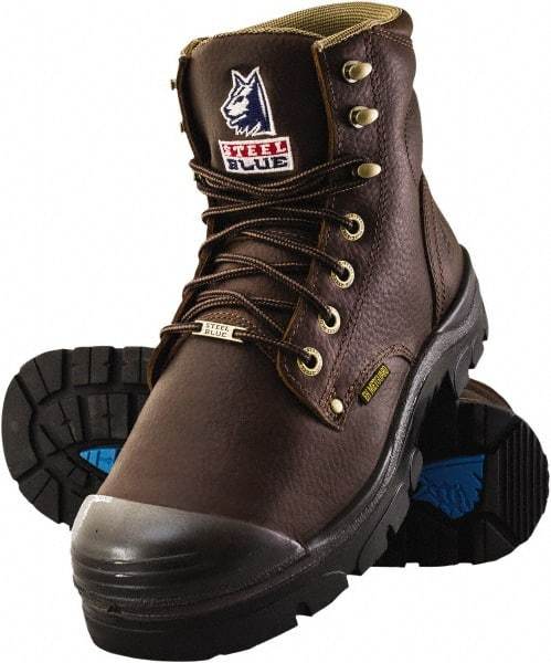 Steel Blue - Men's Size 8.5 Medium Width Steel Work Boot - Oak, Leather Upper, TPU Outsole, 6" High, Lace-Up - Benchmark Tooling