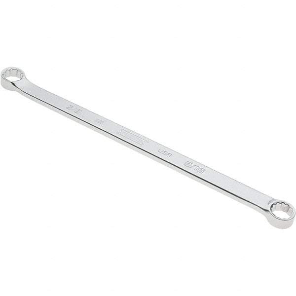Proto - 9/16" x 5/8" 12 Point Box Wrench - Double End, 53/64" Head Diam x 13/32" Head Thickness, 12-31/64" OAL, Steel, Polished Finish, 15° Offset - Benchmark Tooling