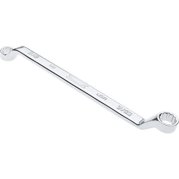 Proto - 3/8" x 7/16" 12 Point Box Wrench - Double End, 19/32" Head Diam x 41/64" Head Thickness, 7-1/2" OAL, Steel, Polished Finish, 15° Offset - Benchmark Tooling