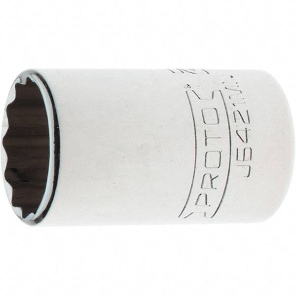 Proto - 1/2" Drive, Standard Hand Socket - 12 Points, 1-13/32" OAL, Steel, Chrome Finish - Benchmark Tooling