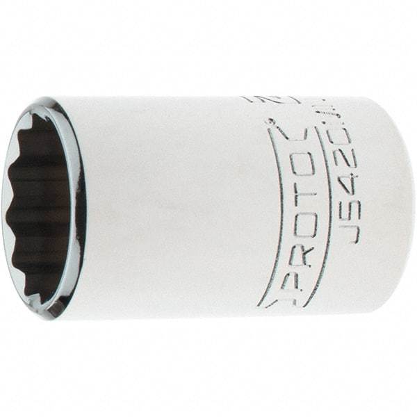 Proto - 1/2" Drive, Standard Hand Socket - 12 Points, 1-3/4" OAL, Steel, Chrome Finish - Benchmark Tooling