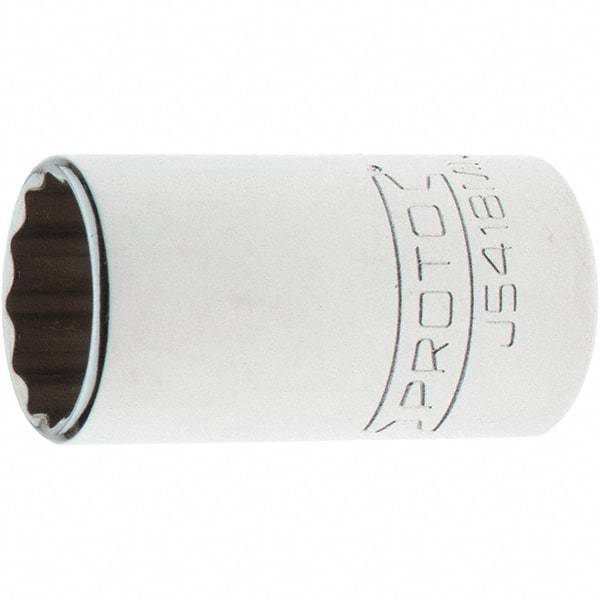 Proto - 1/2" Drive, Standard Hand Socket - 12 Points, 1-47/64" OAL, Steel, Chrome Finish - Benchmark Tooling
