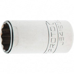 Proto - 1/2" Drive, Standard Hand Socket - 12 Points, 1-45/64" OAL, Steel, Chrome Finish - Benchmark Tooling