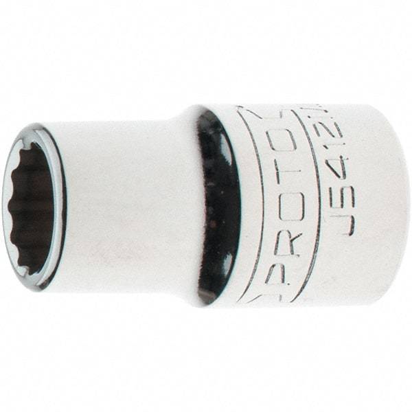 Proto - 1/2" Drive, Standard Hand Socket - 12 Points, 1-17/32" OAL, Steel, Chrome Finish - Benchmark Tooling