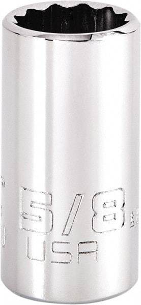 Proto - 5/8", 1/2" Drive, Standard Hand Socket - 12 Points, 1-45/64" OAL, Steel, Chrome Finish - Benchmark Tooling