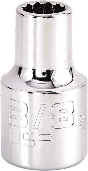 Proto - 3/8", 1/2" Drive, Standard Hand Socket - 12 Points, 1-17/32" OAL, Steel, Chrome Finish - Benchmark Tooling
