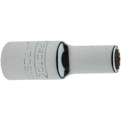 Proto - 1/4" Drive, Standard Hand Socket - 12 Points, 1-17/64" OAL, Steel, Chrome Finish - Benchmark Tooling