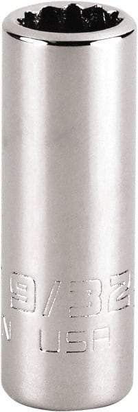 Proto - 9/32", 1/4" Drive, Standard Hand Socket - 12 Points, 1-15/64" OAL, Steel, Chrome Finish - Benchmark Tooling