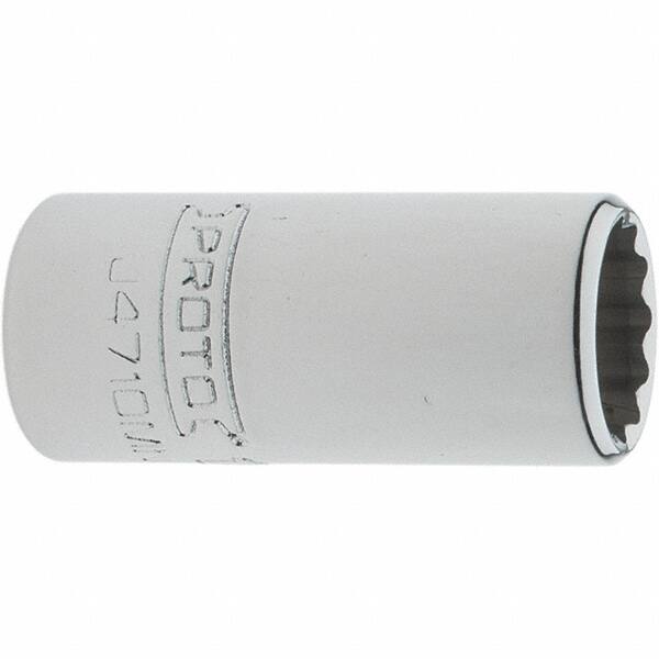 Proto - 1/4" Drive, Standard Hand Socket - 12 Points, 1-17/64" OAL, Steel, Chrome Finish - Benchmark Tooling