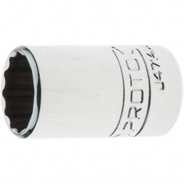 Proto - 1/4" Drive, Standard Hand Socket - 12 Points, 1-17/64" OAL, Steel, Chrome Finish - Benchmark Tooling