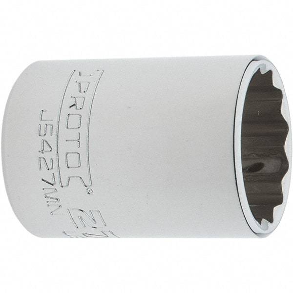 Proto - 1/2" Drive, Standard Hand Socket - 12 Points, 1-61/64" OAL, Steel, Chrome Finish - Benchmark Tooling