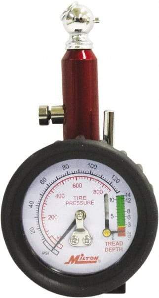 Milton - 0 to 120 psi Dial Ball Tire Pressure Gauge - 2 psi Resolution - Benchmark Tooling