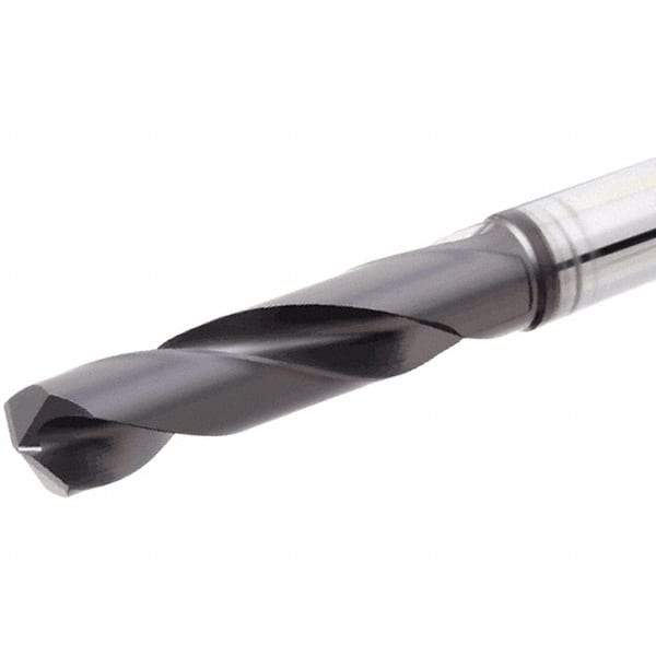 Iscar - 11.8mm 140° Solid Carbide Jobber Drill - TiAlN Finish, Right Hand Cut, Spiral Flute, Straight Shank, 118mm OAL, Standard Point - Benchmark Tooling