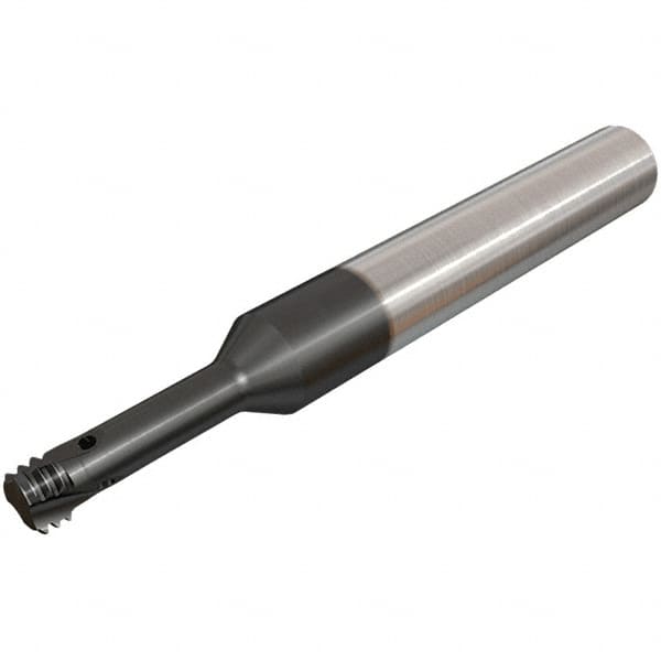 Iscar - UNJ, 5.1mm Cutting Diam, 3 Flute, Solid Carbide Helical Flute Thread Mill - Internal Thread, 16mm LOC, 64mm OAL, 8mm Shank Diam - Benchmark Tooling