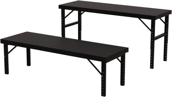 Valley Craft - 28 Wide x 84" Deep x 28" High, Steel Work Table - 14 Gauge Stainless Steel Top, Adjustable Height Legs, Gray - Benchmark Tooling