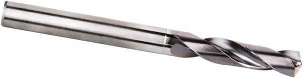 Kennametal - 15/32" 135° Spiral Flute Solid Carbide Screw Machine Drill Bit - Multilayer TiAlN Finish, Right Hand Cut, 55mm Flute Length, 102mm OAL, Standard Point, Straight Shank - Benchmark Tooling