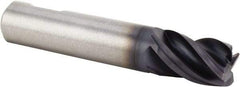 Kennametal - 1/2", 5/8" LOC, 1/2" Shank Diam, 2-5/32" OAL, 4 Flute, Solid Carbide Square End Mill - Single End, AlTiN Finish, Spiral Flute, 38° Helix, Centercutting, Right Hand Cut, Right Hand Flute, Series UEDE - Benchmark Tooling