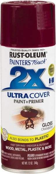 Rust-Oleum - Cranberry, Gloss, Enamel Spray Paint - 8 Sq Ft per Can, 12 oz Container, Use on Multipurpose - Benchmark Tooling