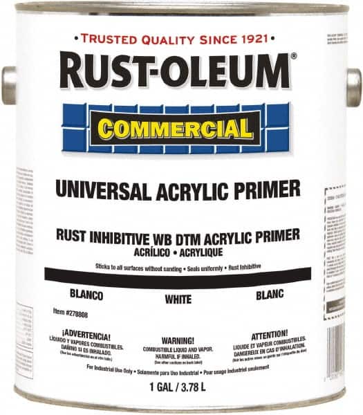 Rust-Oleum - 1 Gal White Water-Based Acrylic Enamel Primer - 350 to 450 Sq Ft Coverage, <100 gL Content, Quick Drying, Interior/Exterior - Benchmark Tooling