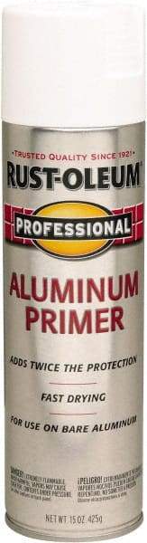 Rust-Oleum - 14 oz Aluminum Aluminum Primer - 14 Sq Ft Coverage, Quick Drying, Interior/Exterior - Benchmark Tooling