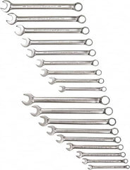 Proto - 18 Piece, 1/4" to 3/4" (mm), 12 Point Combination Wrench Set - Inch/Metric Measurement Standard, Satin Finish - Benchmark Tooling
