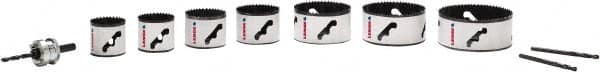 Lenox - 10 Piece, 2-1/8" to 4-5/8" Saw Diam, Plumber's Hole Saw Kit - Bi-Metal, Toothed Edge, Includes 7 Hole Saws - Benchmark Tooling