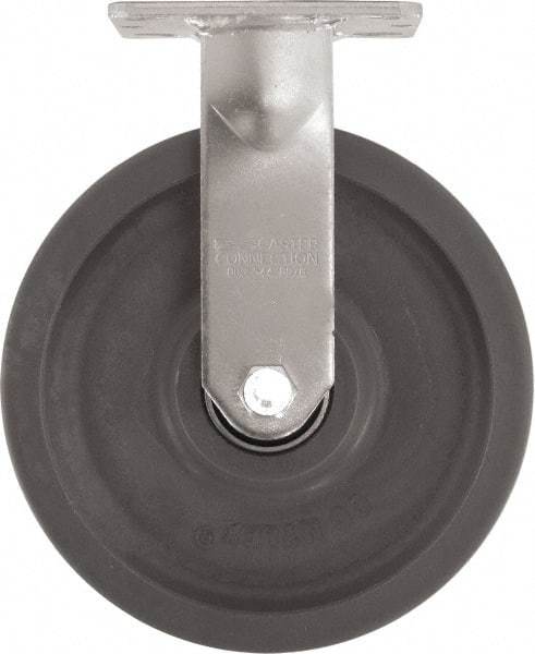 Caster Connection - 8" Diam x 2" Wide x 9-1/2" OAH Top Plate Mount Rigid Caster - High Grade Nylon, 2,000 Lb Capacity, Sealed Precision Ball Bearing, 4 x 4-1/2" Plate - Benchmark Tooling