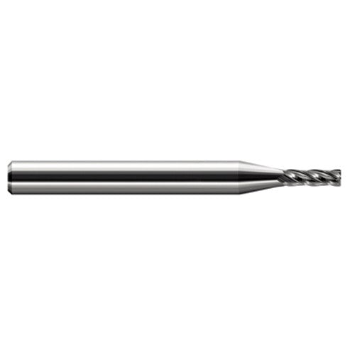 Miniature End Mills - Stub & Standard - 0.0300″ Cutter Diameter × 0.0100″ Radius × 0.0450″ Length of Cut Carbide Corner Radius End Mill, 4 Flutes - Exact Industrial Supply