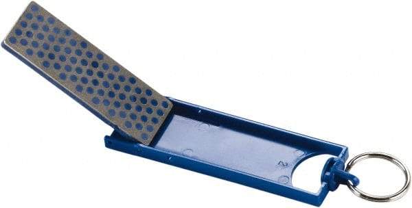 Lenox - 3" OAL Medium Retractable Sharpener Diamond File - 1" Wide x 1/4" Thick, 3 LOC, Blue - Benchmark Tooling