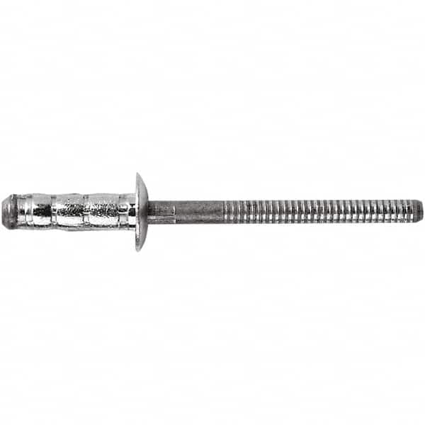 STANLEY Engineered Fastening - Size 6 Dome Head Steel Multi Grip Blind Rivet - Steel Mandrel, 0.0598" to 1/4" Grip, 3/16" Head Diam, 0.1921" to 0.1961" Hole Diam, 3" Body Diam - Benchmark Tooling