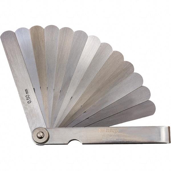 Mitutoyo - Feeler Gages Thickness (mm): 0.5000 Leaf Length (mm): 100.00 - Benchmark Tooling