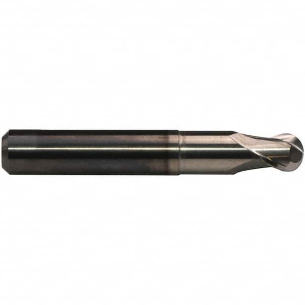 Emuge - 5/16" Diam, 9/32" LOC, 2 Flute Solid Carbide Ball End Mill - CrN Finish, Single End, 2-1/2" OAL, 5/16" Shank Diam, Ball Flute - Benchmark Tooling