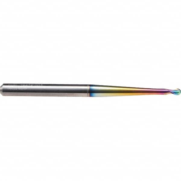 Emuge - 4mm Diam, 4mm LOC, 2 Flute Solid Carbide Ball End Mill - CrN Finish, Single End, 80mm OAL, 6mm Shank Diam, Ball Flute - Benchmark Tooling