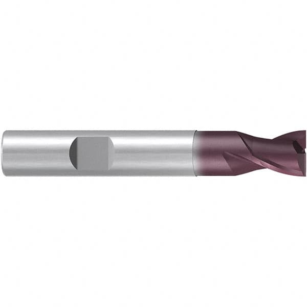 Emuge - 20mm Diam, 20mm LOC, 2 Flute Solid Carbide Roughing & Finishing End Mill - TiAlN Finish, 92mm OAL, 20mm Shank Diam, Weldon Shank, 38° Helix, Centercutting, Stub Length - Benchmark Tooling