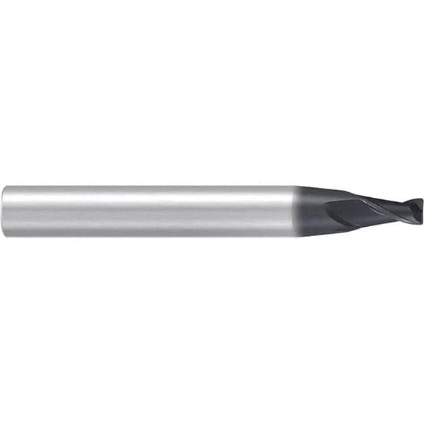 Emuge - 4° Taper Angle per Side, 3mm Small End Diam, 6mm LOC, Solid Carbide 2 Flute Tapered Corner Radius End Mill - AlCr Finish, 63mm OAL, 8mm Shank Diam, Spiral Flute, 30° Helix - Benchmark Tooling