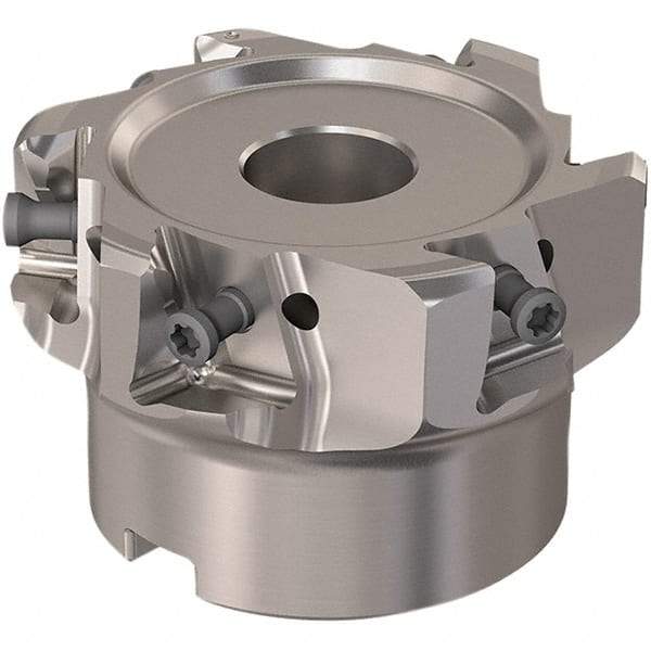 Seco - 5 Inserts, 2" Cut Diam, 19.05mm Arbor Diam, 12mm Max Depth of Cut, Indexable Square-Shoulder Face Mill - 90° Lead Angle, 40mm High, LOEX12 Insert Compatibility, Through Coolant, Series 220.94-12 - Benchmark Tooling