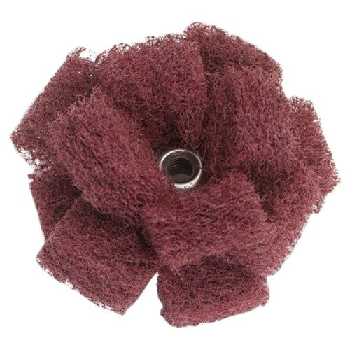 1 1/2″ × 1 1/2″ × 1/2″ Cross Buff 3-Ply Medium Grit 8-32 Eyelet Aluminum Oxide - Benchmark Tooling