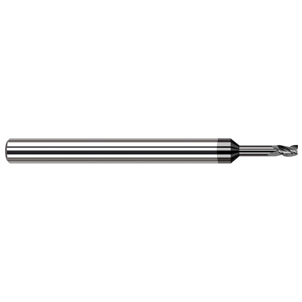 Square End Mill: 3/32'' Dia, 9/64'' LOC, 1/8'' Shank Dia, 2-1/2'' OAL, 3 Flutes, Solid Carbide Single End, Amorphous Diamond Finish, 42 ° Variable Helix, Centercutting, RH Cut, RH Flute
