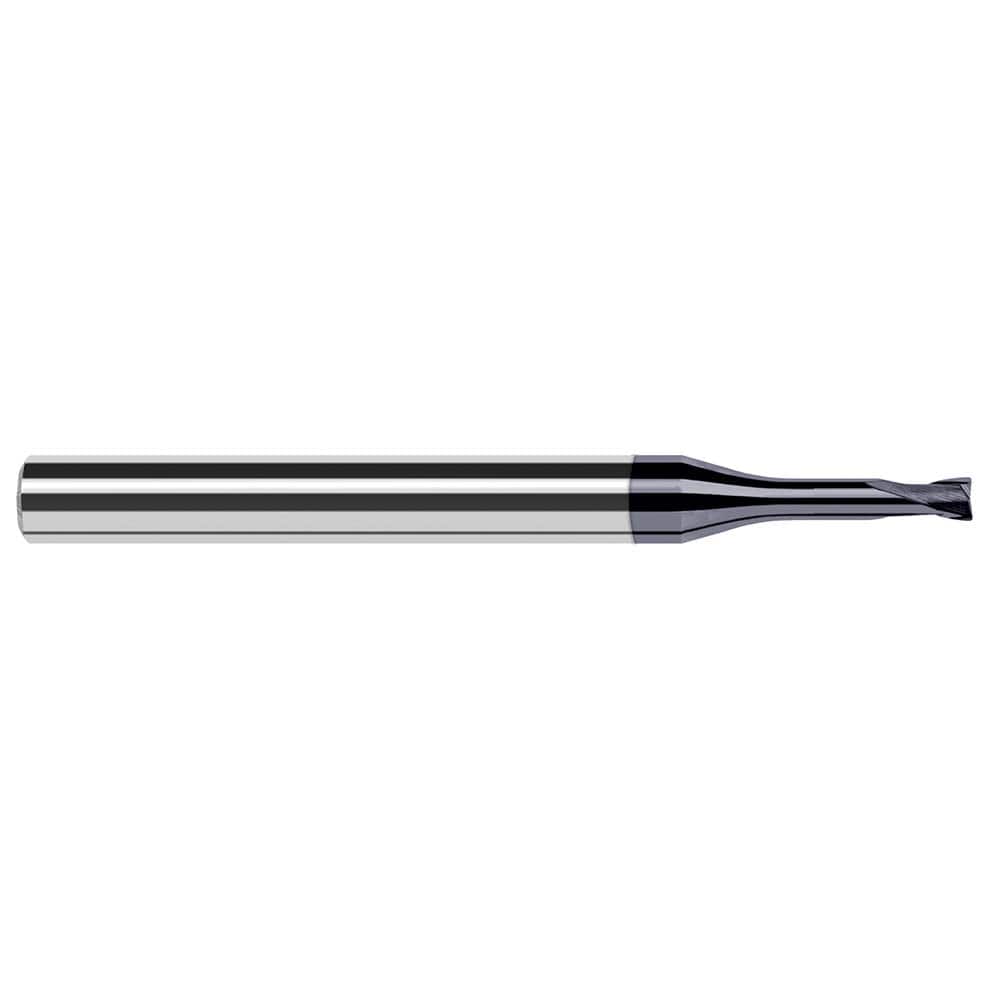Corner Radius End Mill: 1/8″ Dia, 0.1″ LOC, 1/64″ Radius, 2 Flutes, Solid Carbide 2-1/2″ OAL, 1/4″ Shank Dia, 20 ° Helix, AlTiN Nano Coated, Corner Radius End, Centercutting