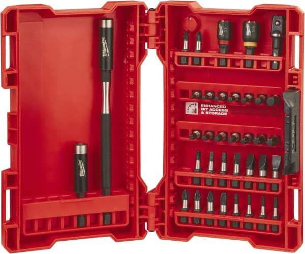 Milwaukee Tool - 36 Piece, Bit Set - 5/64 to 1/4" Hex, Phillips, Slotted, Torx, Square Point - Benchmark Tooling